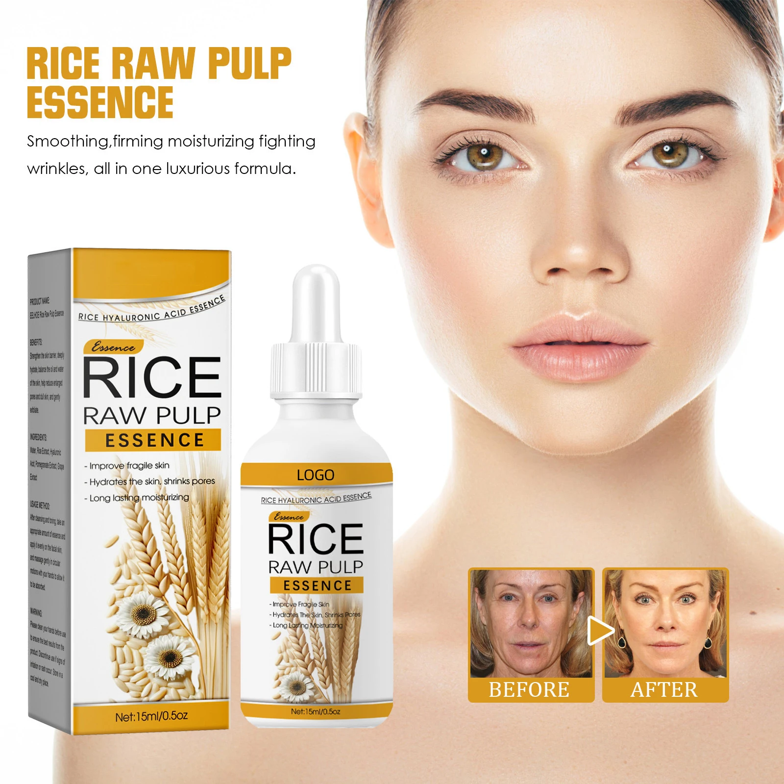 Manufacturer Custom Korean Facial Moisturizing Serum Rice Anti Aging ...