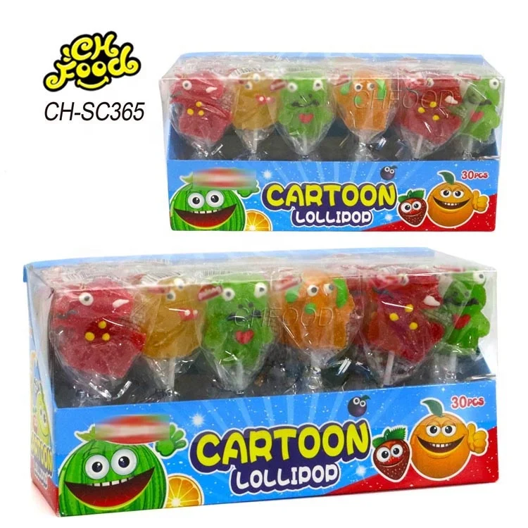 Wholesale and Custom Sugar Coated Cartoon Shape Jelly Gummy Candy Sweets Soft Candy Lollipop