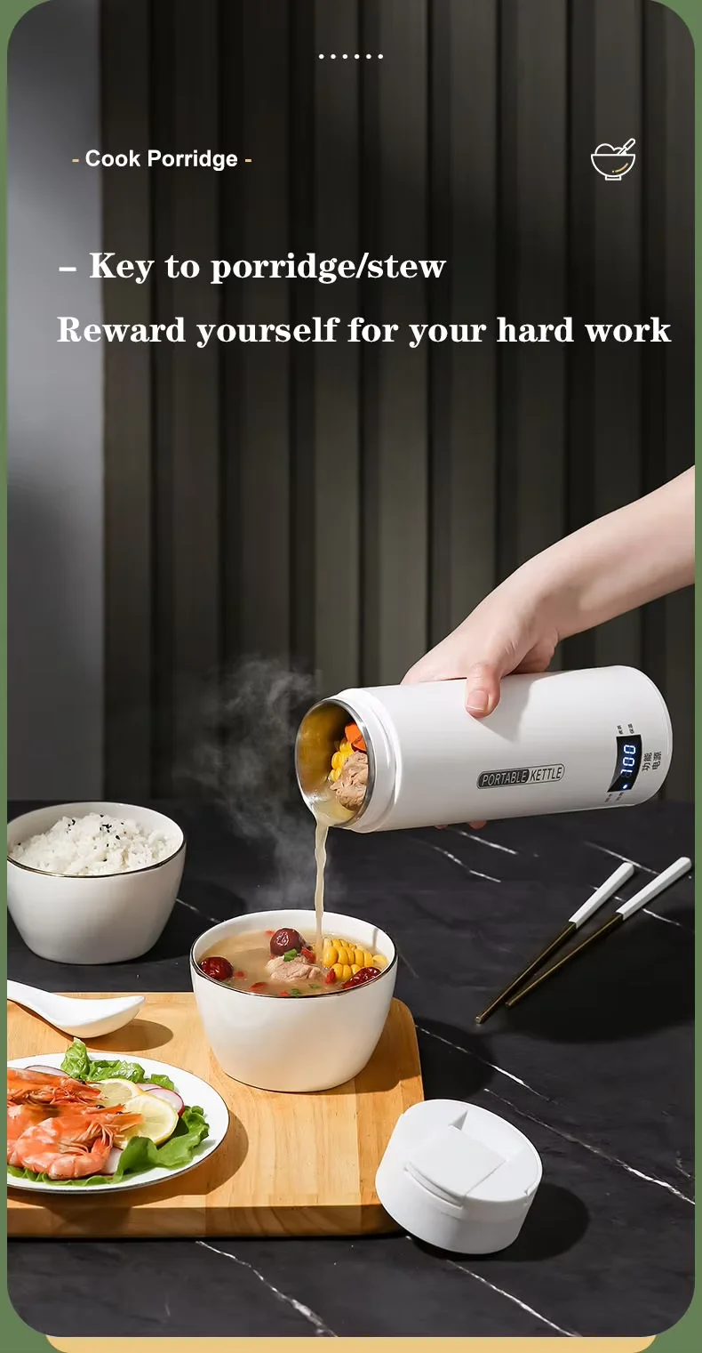Intelligent Heating Electric Water Cup with Integrated Insulation Cup, Portable Travel Office Mini Small Stainless Steel Kettle