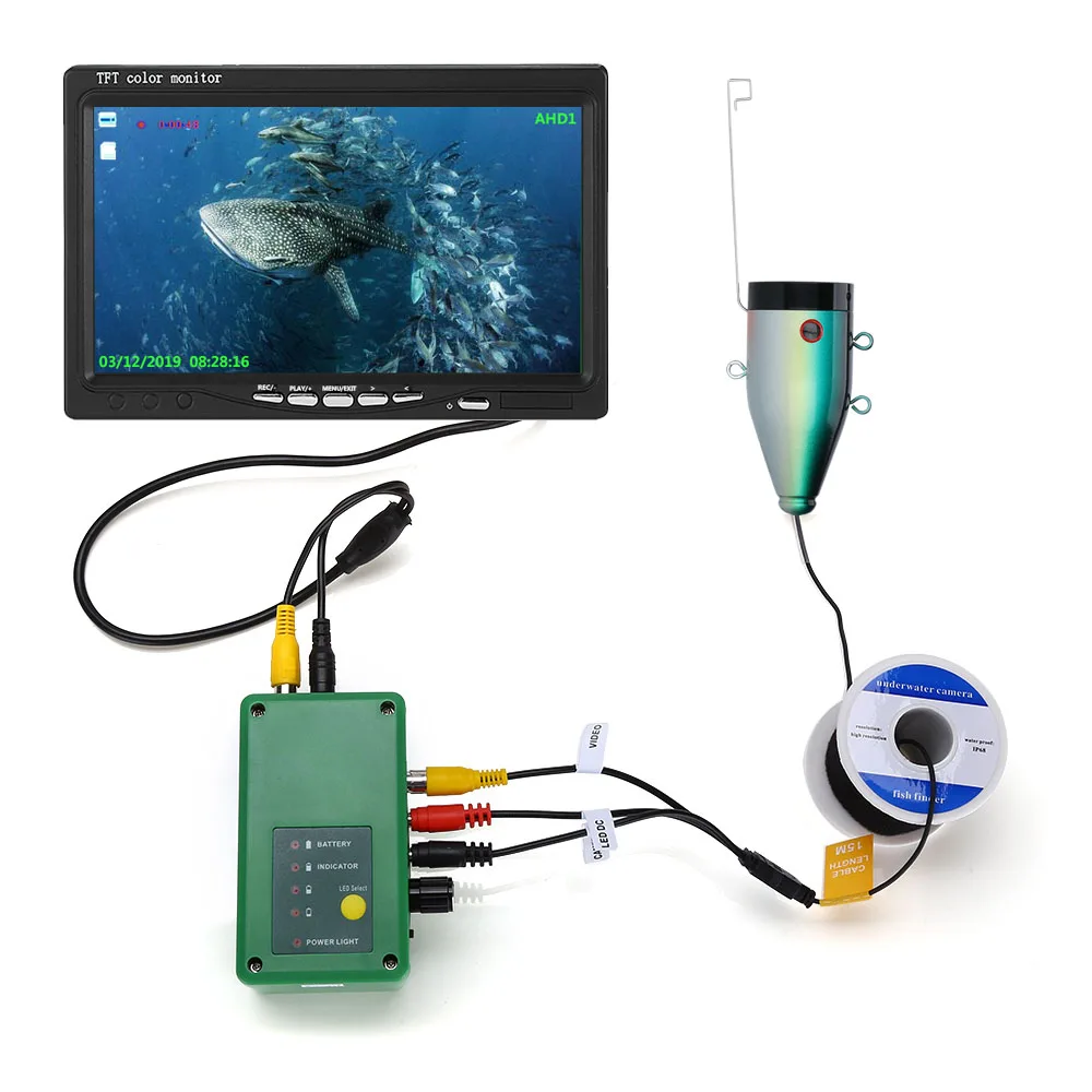 7inch Fish Finder Underwater Fishing Camera  15pcs White LEDs+15pcs Infrared Lamp 1080P 15M Camera For Ice Fishing