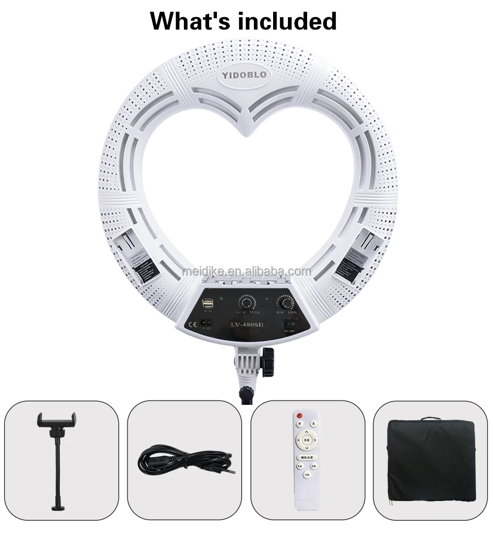 NEW! 18 inch heart Ring Light with Remote Control and Stand Holder carry bags Makeup LED Ring Lights kits 96W 18inch