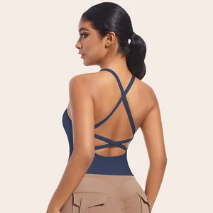 Cross Back Yoga Tank Top Quick Dry Breathable Running Bra Gym Fitness Crop Vest Sleeveless Sports Tops Yoga Tank Top for Women