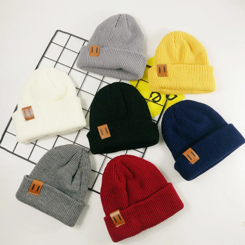 Mens Custom Beanie Leather Patch Beanie Hats Wholesale Plain Knitted ...