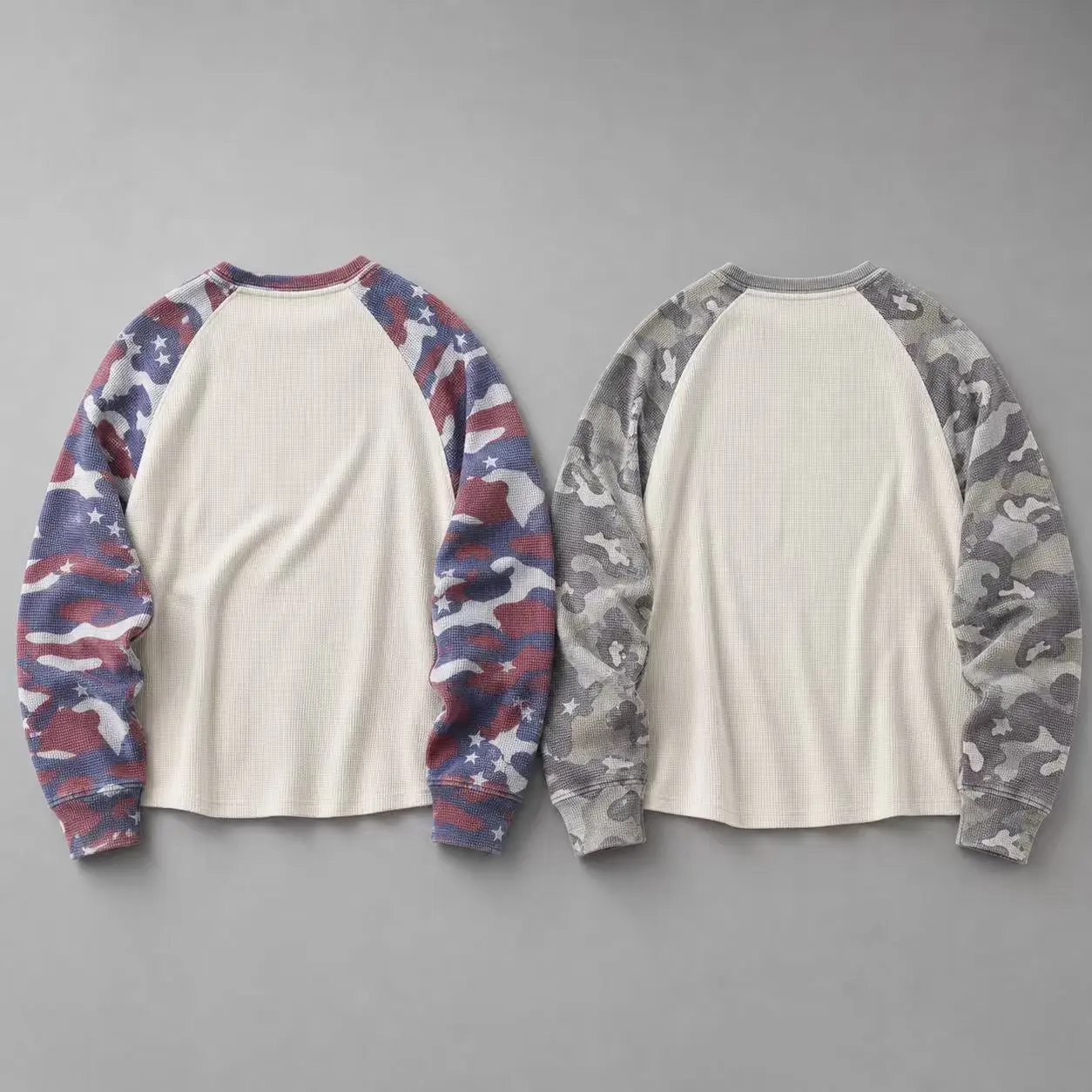 OEM Custom Camouflage Sleeve T Shirt for Men Contrast Raglan Ribbed Body Streetwear Y2K Casual Fashion Men Long Sleeve T Shirt gallery 2