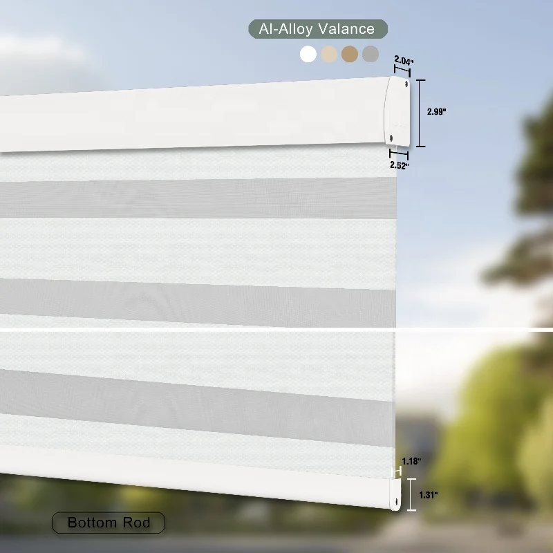 Double Layer Zebra Roller Blinds WiFi Smart Control Day and Night Shade Motorized Zebra Blinds