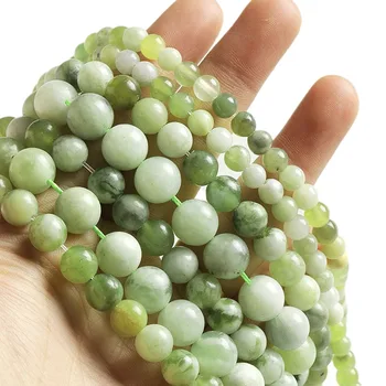 Wholesale Natural Gemstone Strand Round Stone Loose Beads Green Color Xiu Jade Beads China Nephrite Round Beads