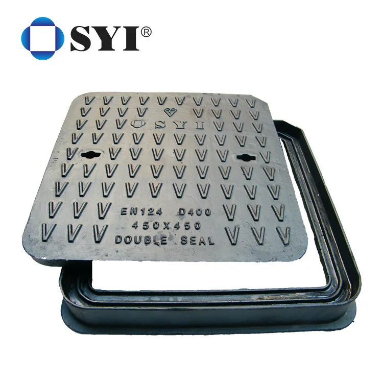 SYI Black Bitumen Square Rectangular Round Single Double Seal Ductile Iron Manhole Cover Size