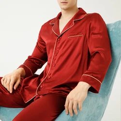 Private label custom silk men nightgown pajama home wear 2pcs set long sleeve mens pajama silk NO 3