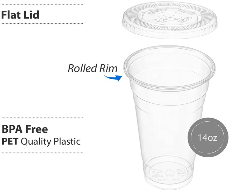 
 Экологичные одноразовые стеклянные чашки для смешивания льда, пластиковая печать на заказ, ПЭТ, 12 унций, прозрачная кофейная пластиковая чашка 12 унций  