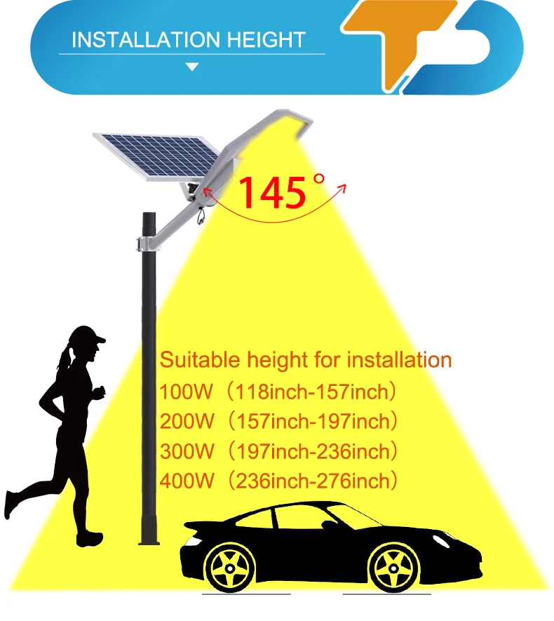Tecdeft All In One 200w 300w 400w Remote Control Solar Street Lamp With