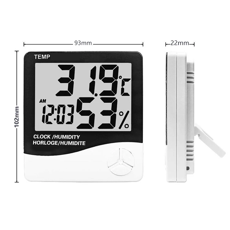 LCD Electronic Indoor Room Digital Thermo-hygrometer Clock Temperature Humidity Meter Humidity Thermometer for Bedroom