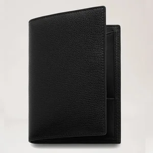 Custom Logo Pebble Leather Black Ladies Travel Passport Cover Holder Wallet for Women