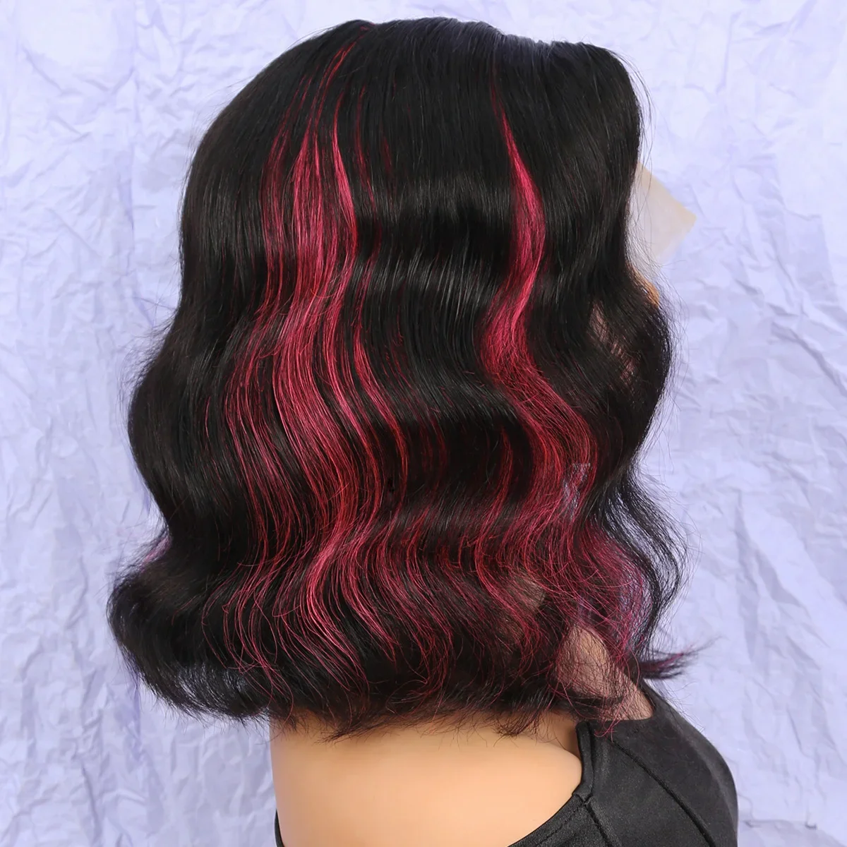 250 gemischte rosa Farbe Körperwelle Echthaar Perücken 13x1 5x1 T Teil Spitze Perücke transparent Spitze vorne brasilianisches Remy Haar_voghion.com