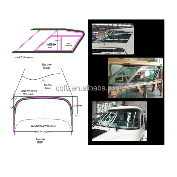 Feitine Marine Through Curved Boat Windshield Window Glass Curved Walk ...