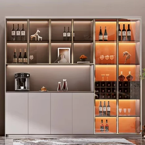 Modern Luxury Metal Wine Display Cabinet Customized Wood Furniture for Home Factory Price for Living Room Grape Wine Storage