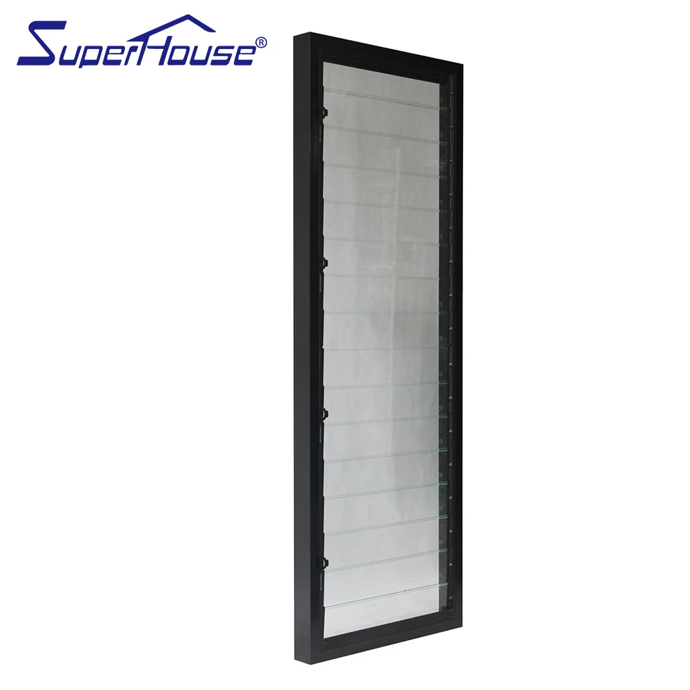 Modern Hurricane-Proof Tempered Glass Louvre Aluminum Alloy with Horizontal Opening Pattern for Hotels