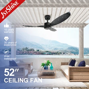 1stshine Ceiling Fan Outdoor IP44 Waterproof Black ABS Blades Ceiling Fan with Remote
