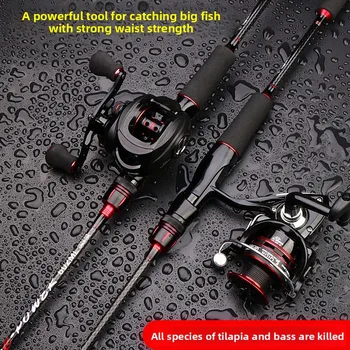 Carbon Bass Lure Rod Set with Medium Action Spinning Reel 2-Piece Design for Bottom Fishing Ocean Beach Gear – Rod – view 5