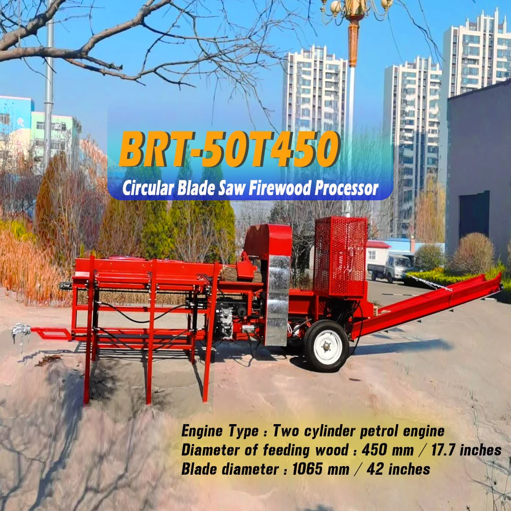 Double Engine Driven FIREWOOD PROCESSOR WITH CIRCULAR BIG SAW BLADE