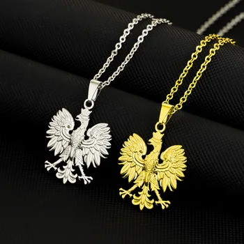 Factory Poland National Country Emblem Flag Charm Necklace Stainless Steel 18K Gold Plated Poland Flag Emblem Pendant Necklace