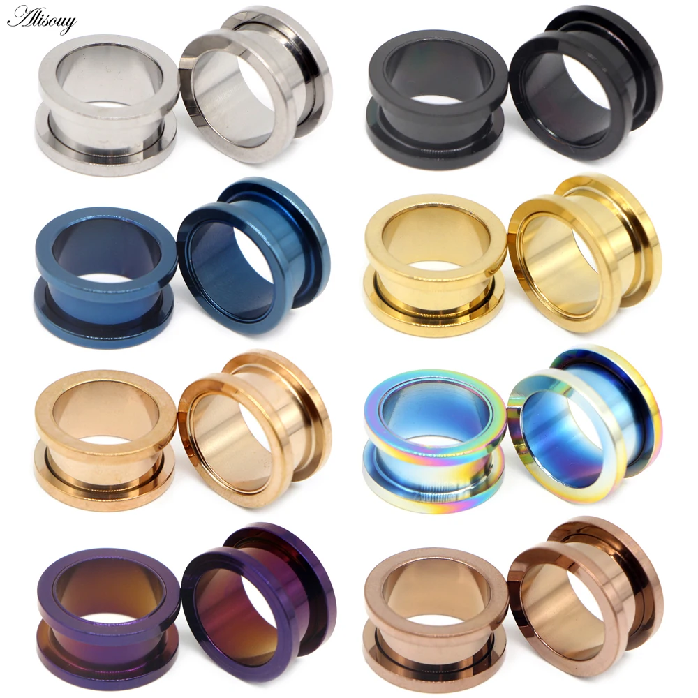 12 Pieces Of Ear Gauge Plug, Tunnel Ear Expander, Black Stretcher, Gold