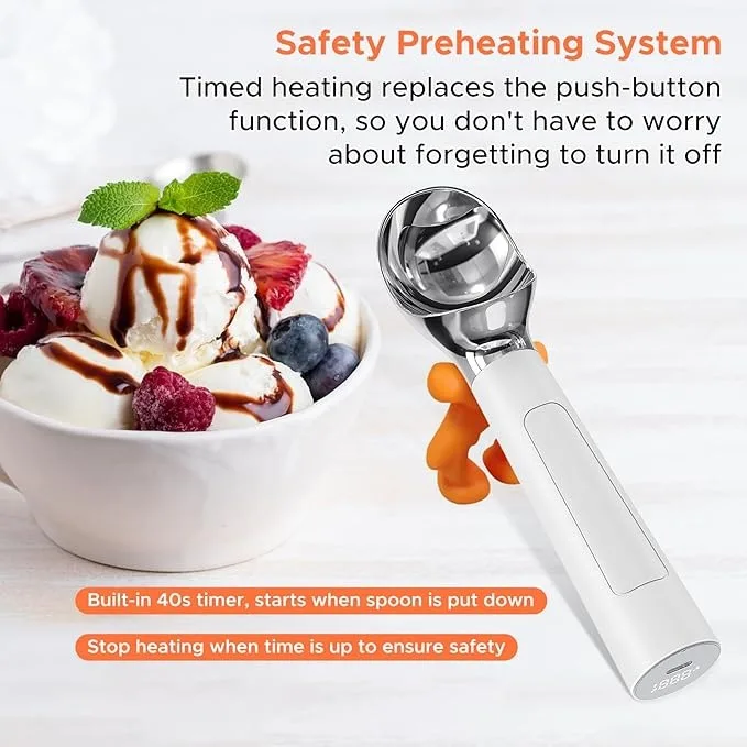 product laudtec heated ice cream scoop electric scooper for hard icecream self warming spoon battery rust proof metal easy to clean sz03-5