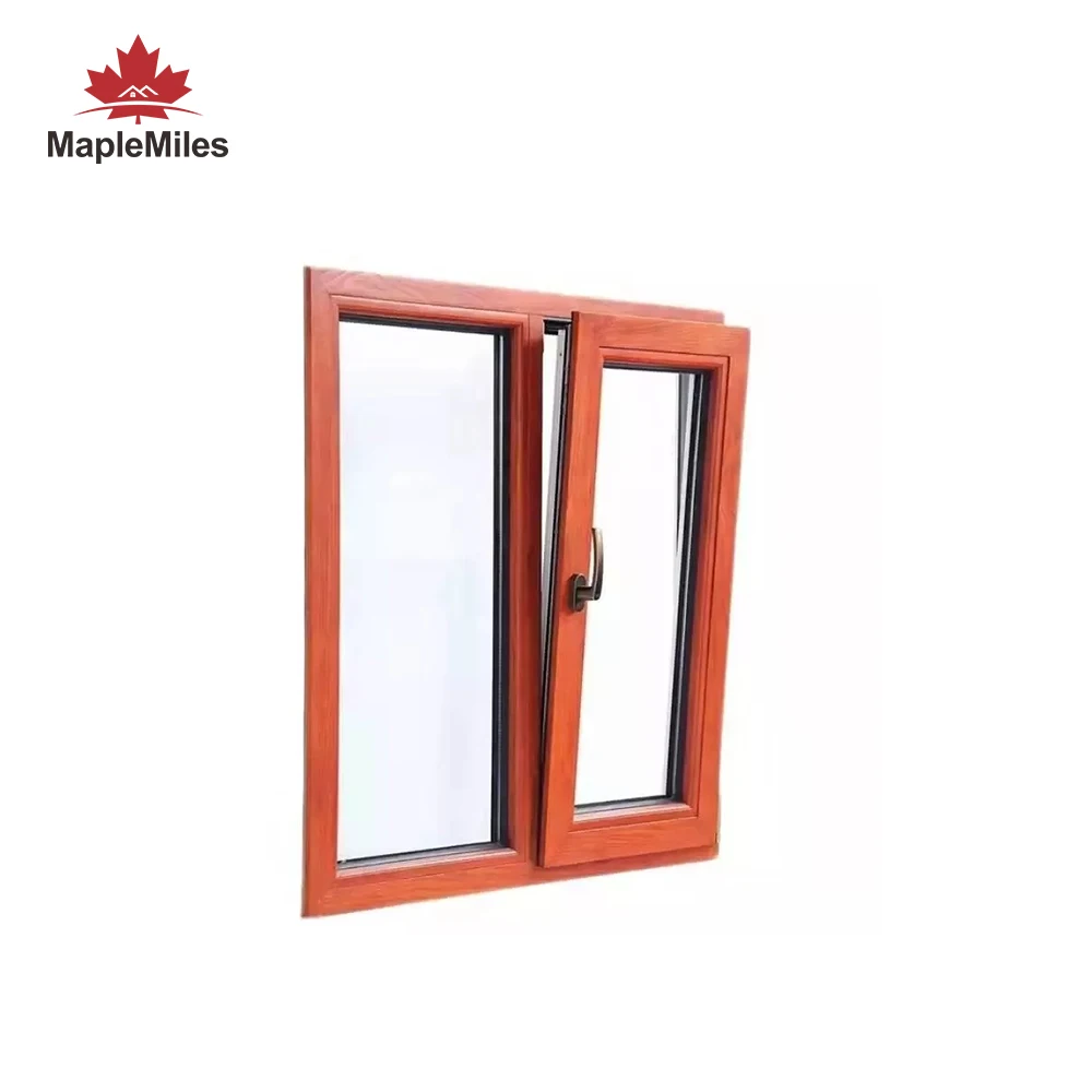 MapleMiles 75 Series Spanish Style Windproof Double Glass Brown Aluminum Home Casement Window