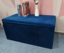 HStex Customized Modern New Style Velvet Large Ottoman Bench Multi-functional Foot Storage Stool Pouf