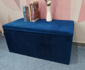 HStex Customized Modern New Style Velvet Large Ottoman Bench Multi-functional Foot Storage Stool Pouf