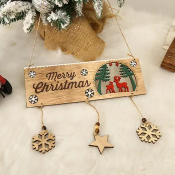 New Creative Christmas Tree Decorations New Year Holiday Party Decorations DIY Door Hanging Christmas Wooden Crafts Decor