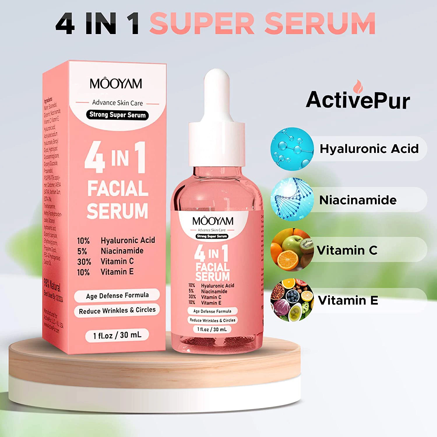 Skin Serum Private Label 4 In 1 Niacinamide Whitening Vitamin C Anti