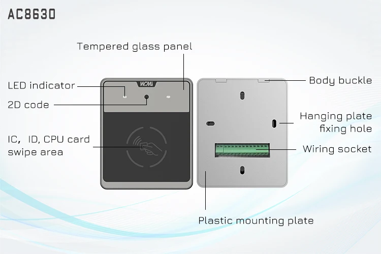 A AC8630  Liveness 3D Face Detection Terminal Face Barcode Scanner Wireless Recognition Access Control