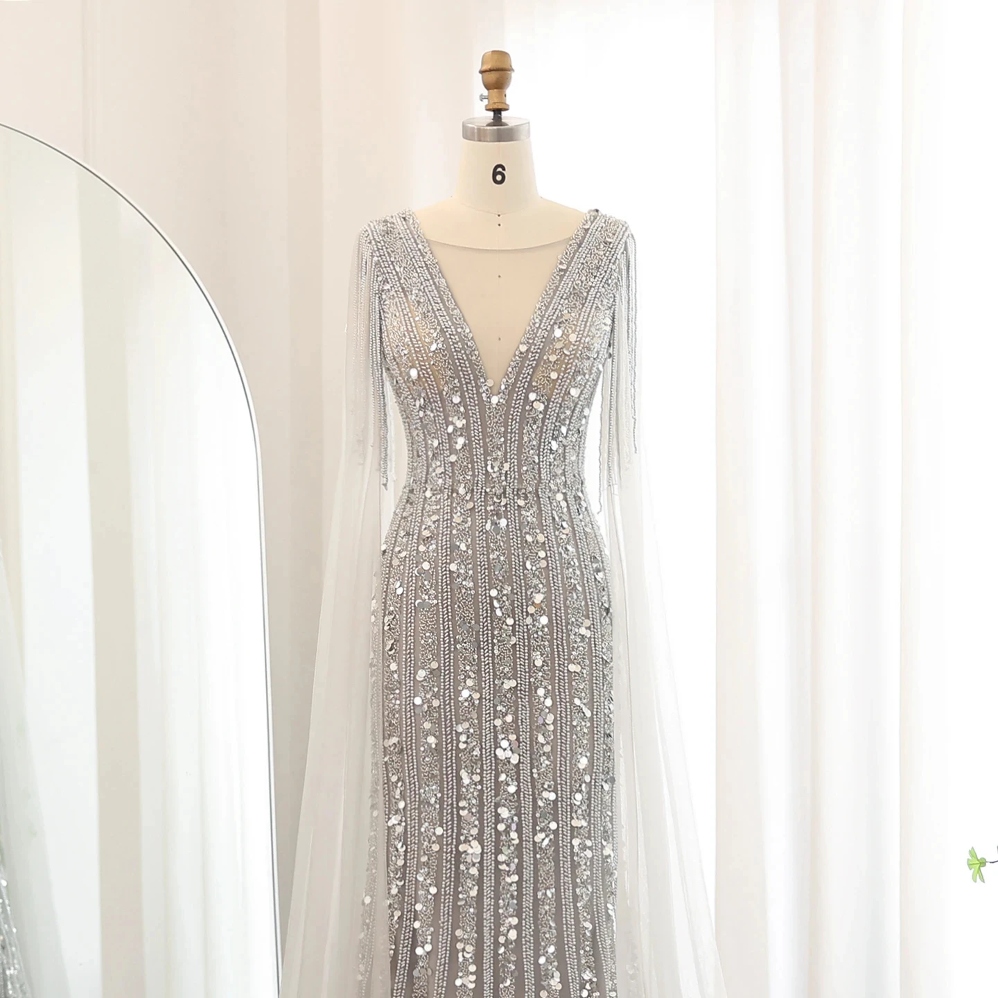 sachin and babi light blue dress Elegant Mermaid Silver Gray Evening Dresses for Plus Size
