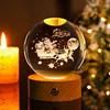 Base en bois + motif de Noël avec figurines et sapin en cristal