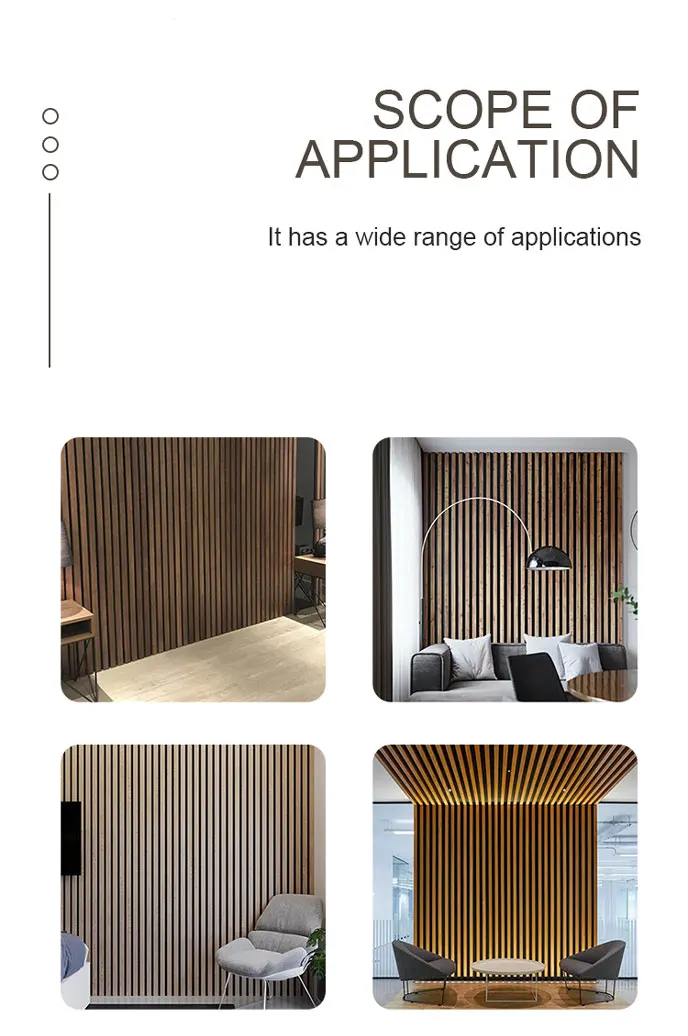 Acoustic Slat Wall Panel with Noise Reduction Coefficient 1.1 More Than 5 Years Warranty and 3D Model Design