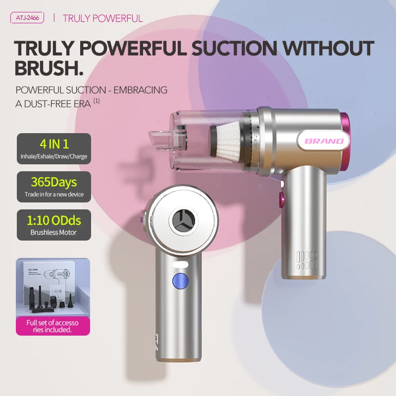 3-in-1 Portable Mini Vacuum Cleaner 120W Wireless Dust Blower with USB Charging for Home Car Pet Hair Office Cleaning