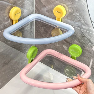 Modern Plastic Suction Cup Double Triangle Storage Rack  Wall-Mounted Rack for Bathroom