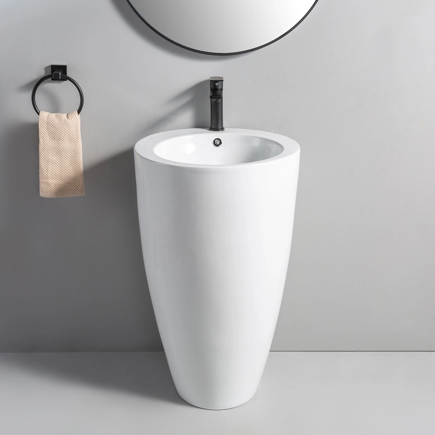 Professional Manufacturers Wastafel Berdiri Ceramic Cylinder Pedestal Sink Bathroom Hand Wash Basin