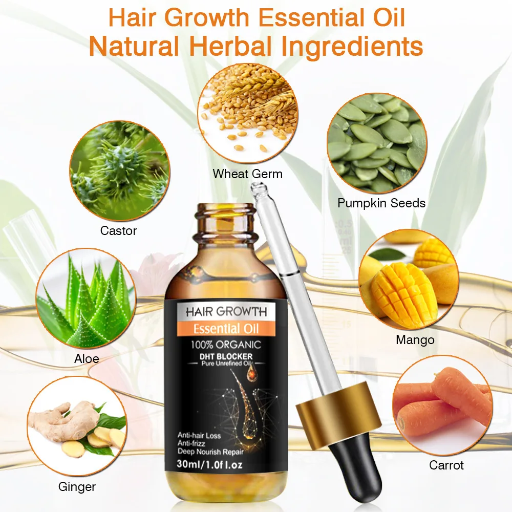 Custom Logo Private Label All Natural Formula Hair Growth Oil Serum Nourishing Scalp Rapid Hair Thickening Oil Organic Hair Oil