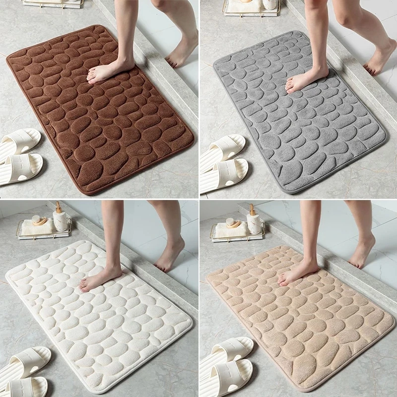 Paidu Manufacturer Memory Foam Bath Mat Cobblestone Embossed Bath Rug