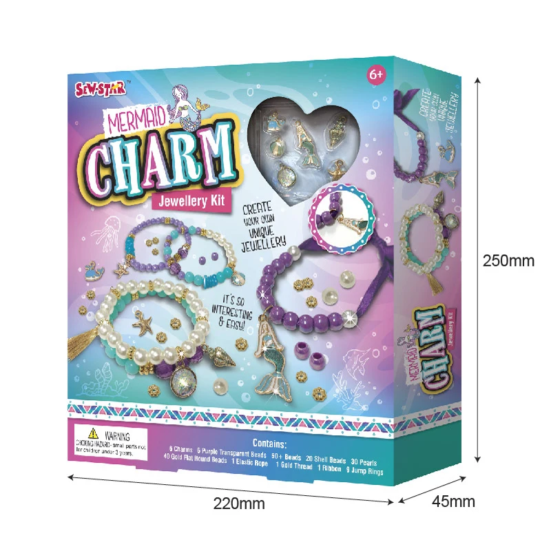  Pinwheel Crafts Mermaid Charm Jewelry Kit - Creative Bracelet  Making Set for Ages 6-12, Perfect Birthday Gifts and Craft Supplies for  Kids and Teens, Including Beads and Charms for DIY Jewelry