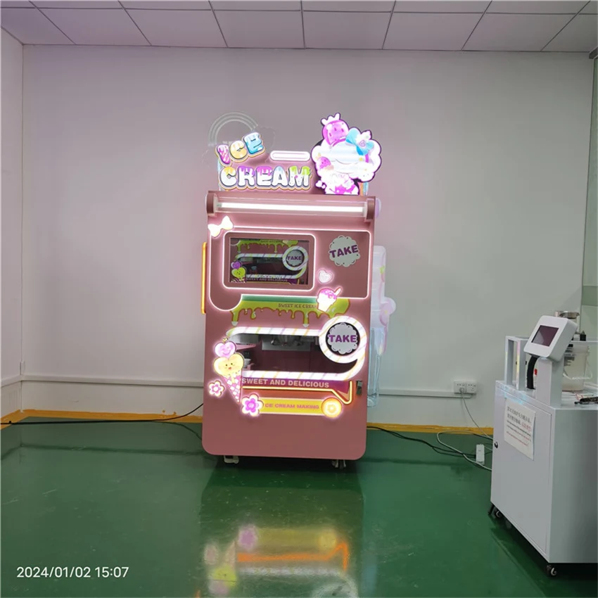Self Service Order bar Fully Automatic Food Dessert Sundae Smoothie Robot Yogurt Icecream Frozen Ice Cream Vending Machine