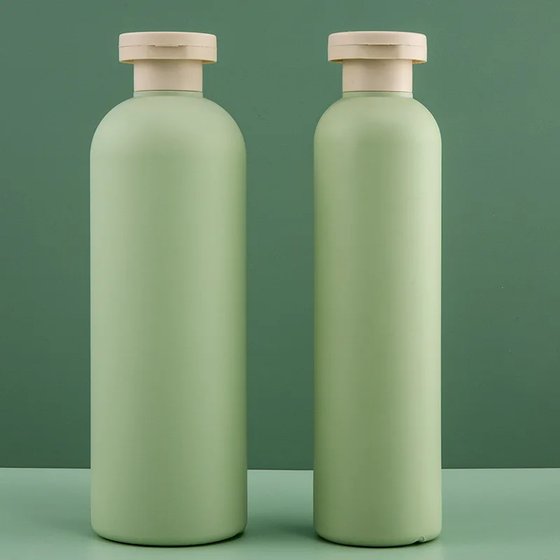 300ml to 650ml HDPE Plastic Green Round Bottle Body Wash and Body Lotion Packaging for Cosmetic Plastic Containers