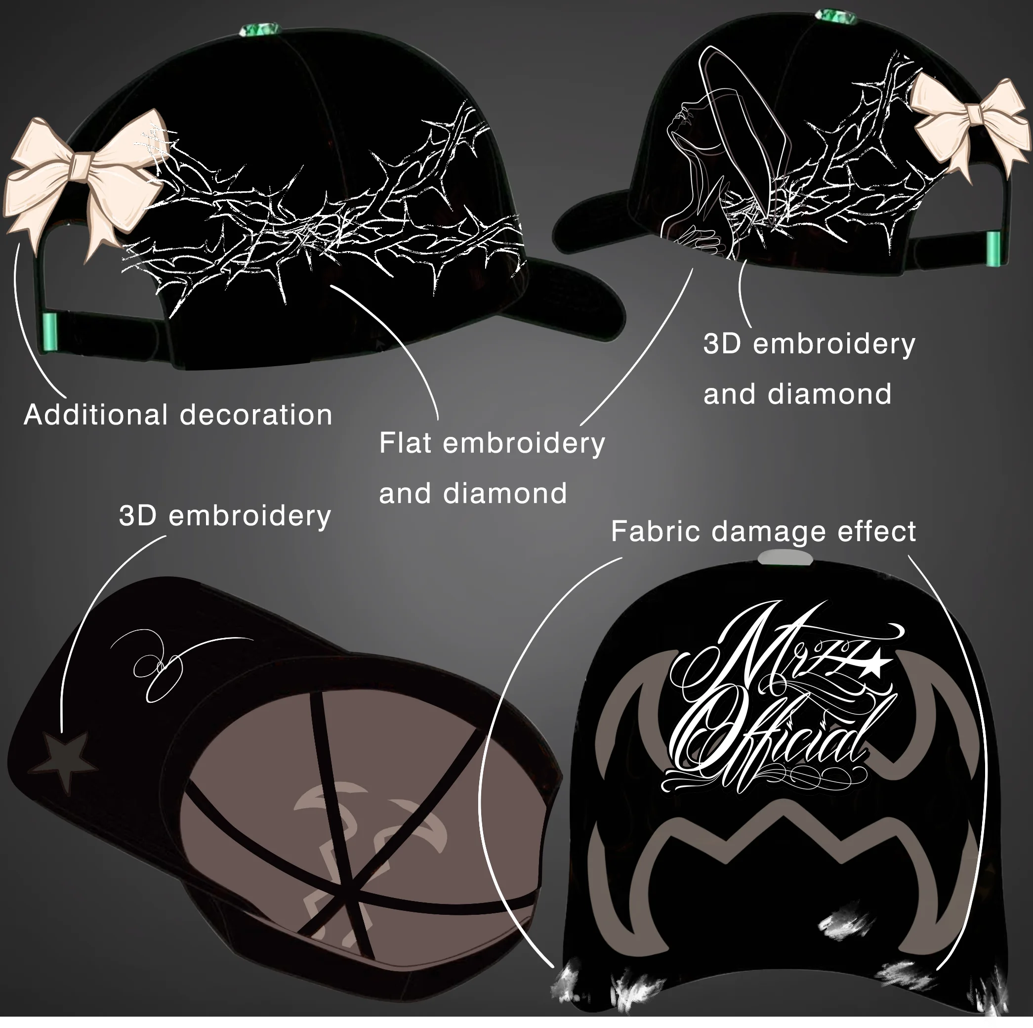 Originales Design Barbas Gorras Caps Men Women Fit 3D Embroidery Frame Curved Brim Suede Baseball Hats Sporty Caps