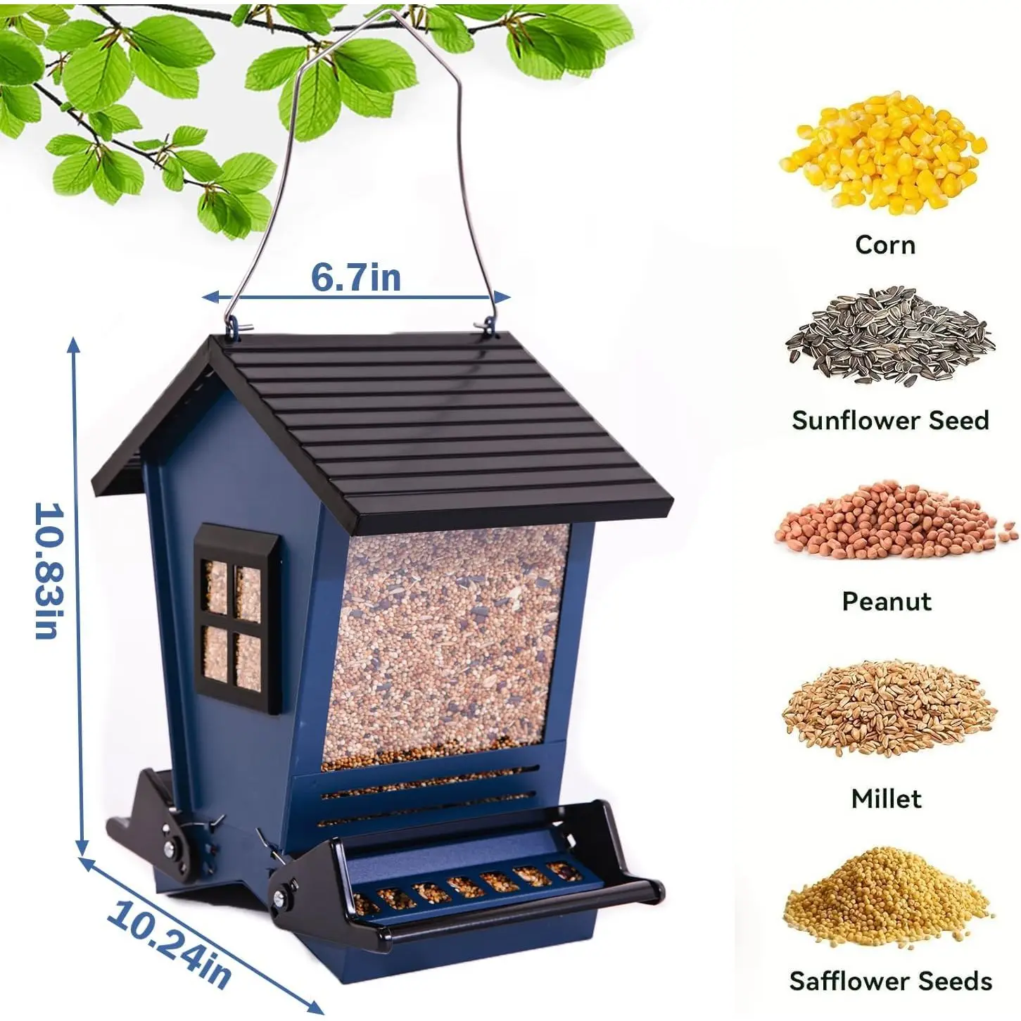 Premium Outdoor Metal Hanging Wild Bird Feeder Squirrel Proof Large Bilateral Weight-Activated Perches for Backyard Birding - Image 4