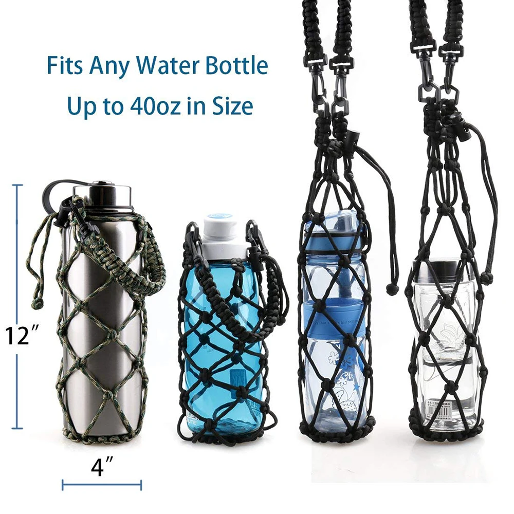 40 oz Sleeve/Carrier with Paracord Survival Handle (Black)