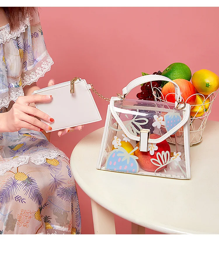 2022 Spring Summer New Design Pink Jelly Clear Bags Women Purse Handbags Ladies Fancy Transparency Crossbody Bags