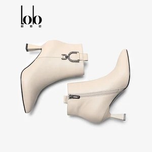 N184 Women's Classic Style Genuine Cow Leather Ankle Boots Thin Heel Pointed Toe Side Zipper Closure Autumn Height Increasing