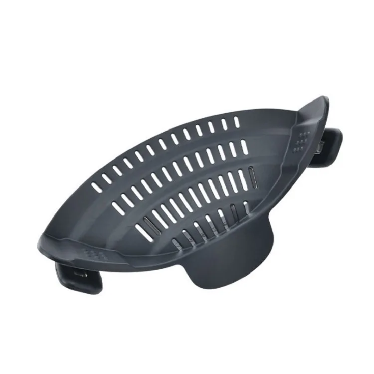 Adjustable Silicone Pot Strainer with Clips Gray