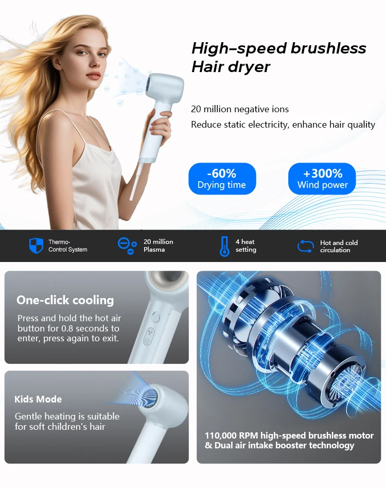 product mesky high speed blow dryer 110000 rpm 1200w power 4 speed 4 heat settings diffuser hair dryer-8